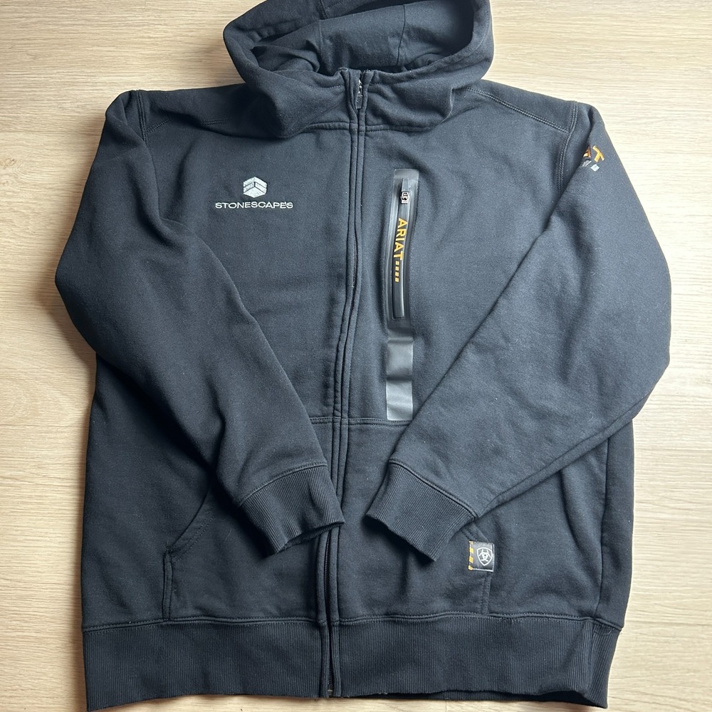 Ariat Rebar Mens XL Full Zip Hoodie Sweatshirt Black Workwear Heavy